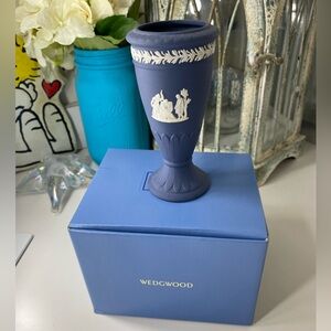 Wedgwood Signed Blue Jasperware Vase 1997